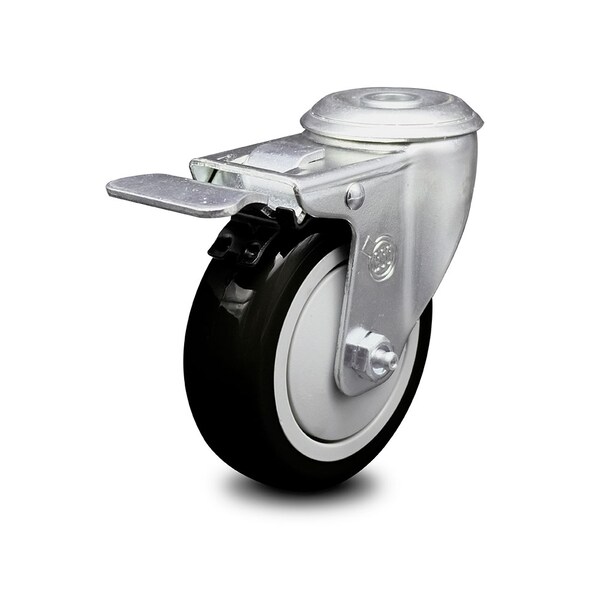 4 Inch Black Polyurethane Wheel Bolt Hole Caster with Total Lock Brake SCC